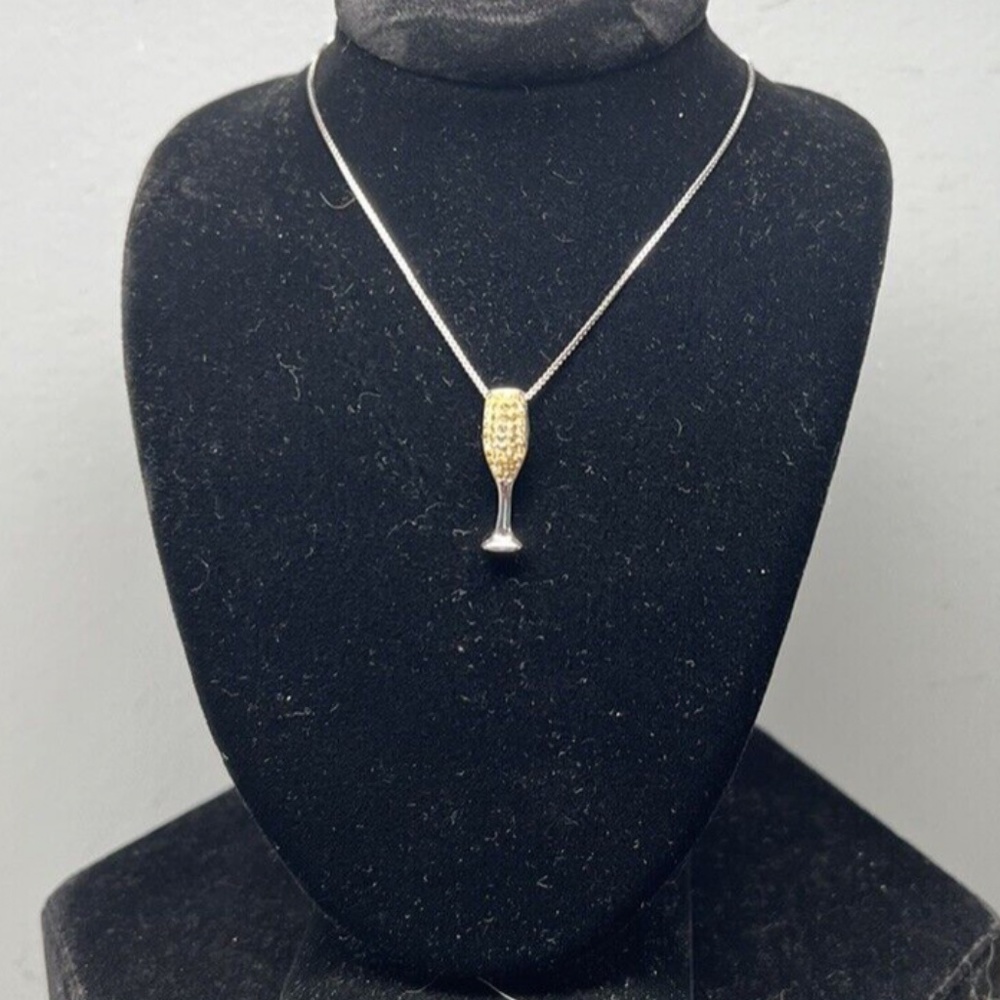 Swarovski Crystal Champagne Glass Necklace